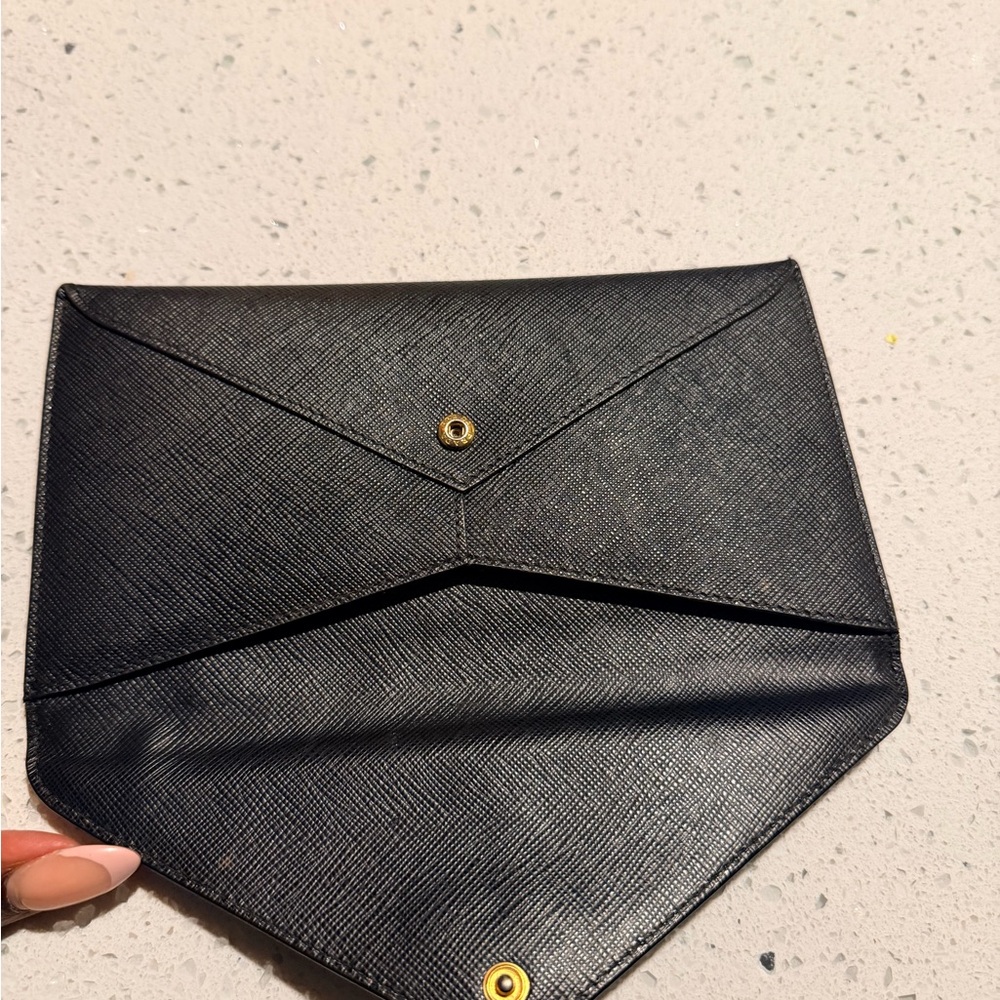Prada Black Textured Envelope Clutch - Picture 3 of 7